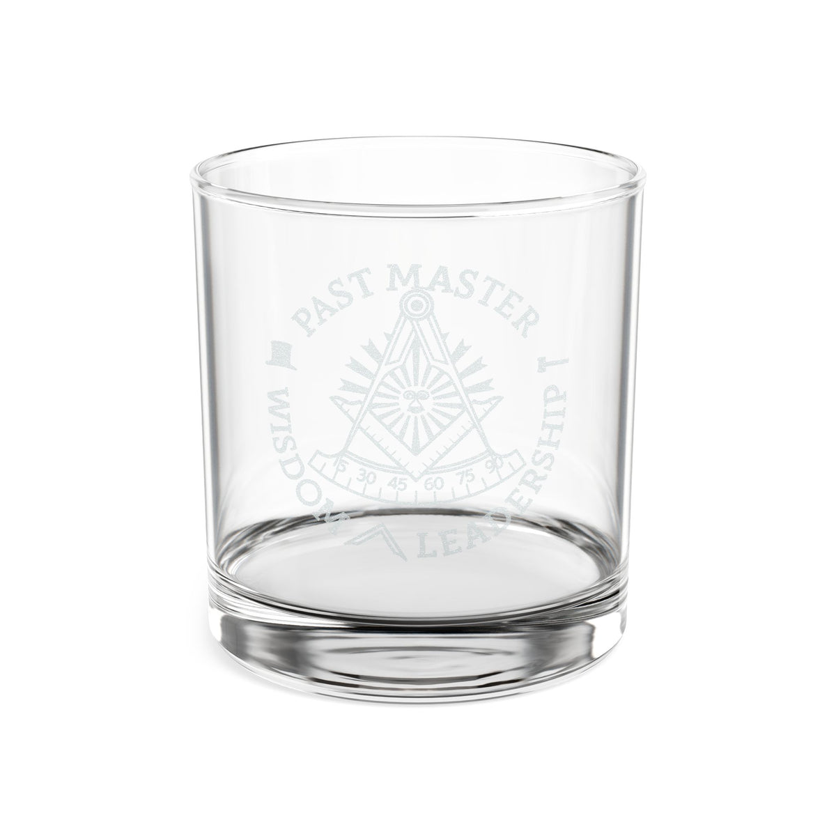Past Master Blue Lodge Whiskey Glass - Wisdom Leadership S&C Quadrant Sun Emblem - Bricks Masons