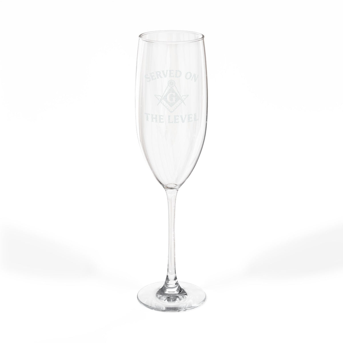 Master Mason Blue Lodge Champagne Flute - Served On The Level Square & Compass G