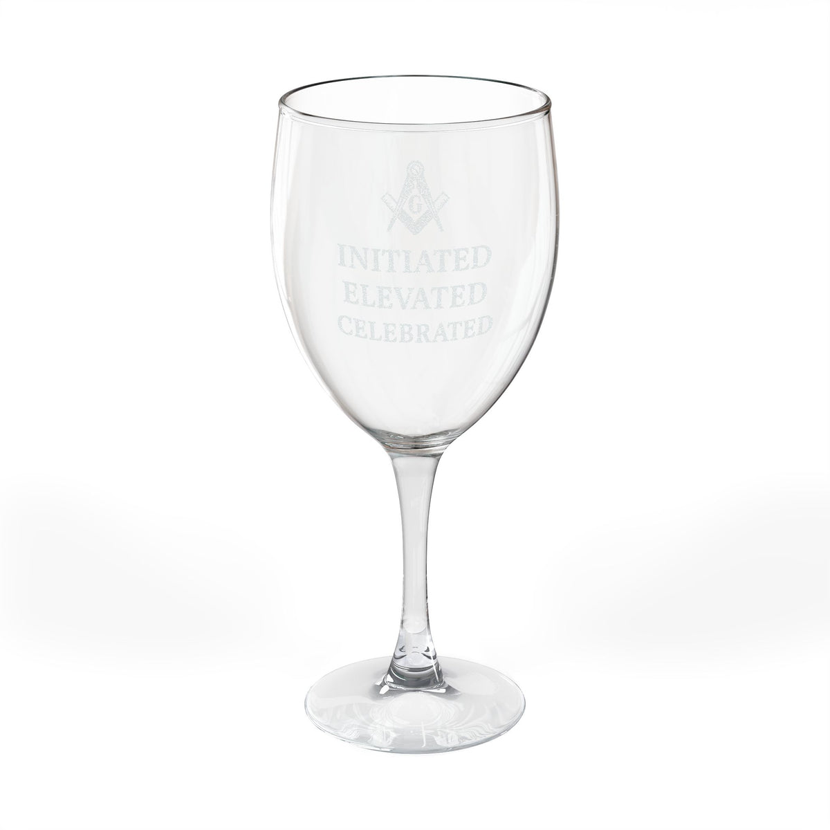 Master Mason Blue Lodge Wine Glass - Square & Compass G Initiated Elevated Celebrated