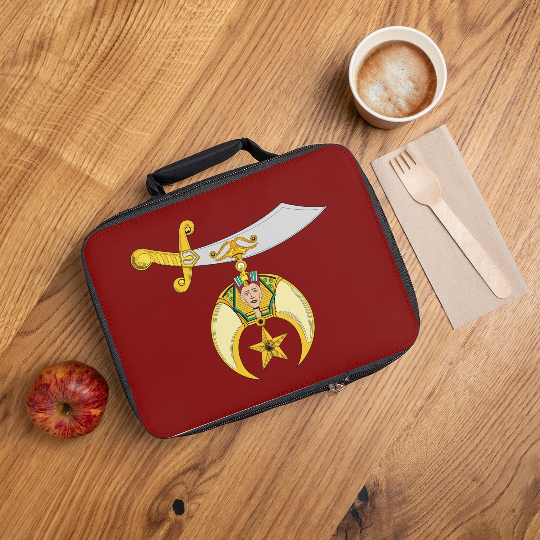 Shriners Lunch Bag - Maroon Fully Insulated With Zipper Closure - Bricks Masons