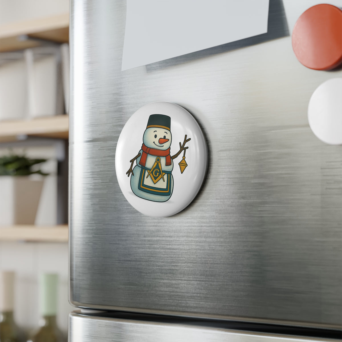 Master Mason Blue Lodge Refrigerator Magnet - Square & Compass G Christmas Decor - Bricks Masons