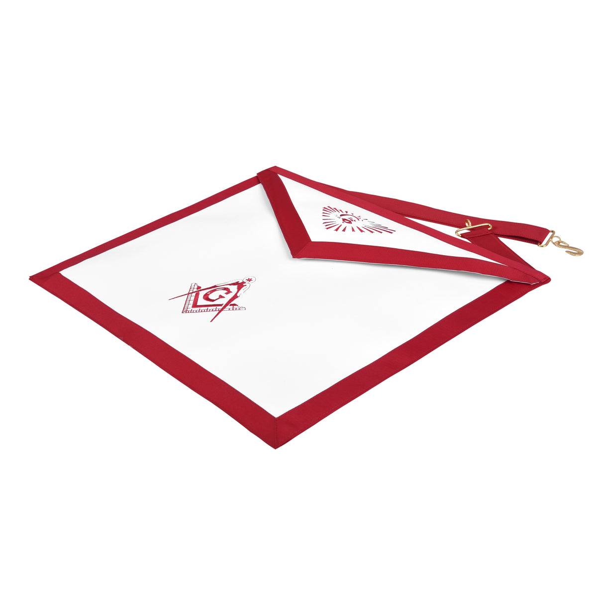 Master Mason Blue Lodge Apron - White & Red With Red Ribbon Borders - Bricks Masons