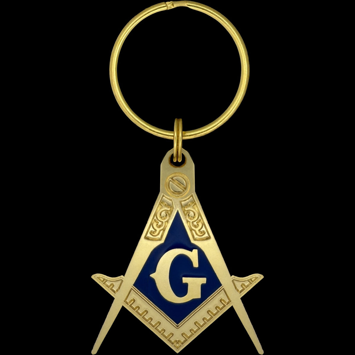 Master Mason Blue Lodge Keychain - Gold Color Square & Compass G - Bricks Masons