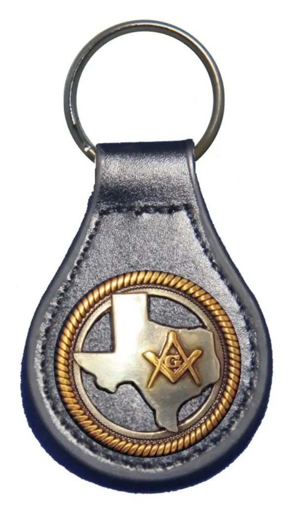 Master Mason Blue Lodge Keychain - Texas Mason Square & Compass G - Bricks Masons