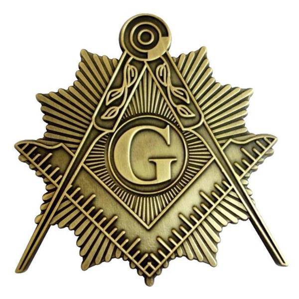 Master Mason Blue Lodge Car Emblem - 3" Compass and Square Car Truck Emblem Medallion - Bricks Masons