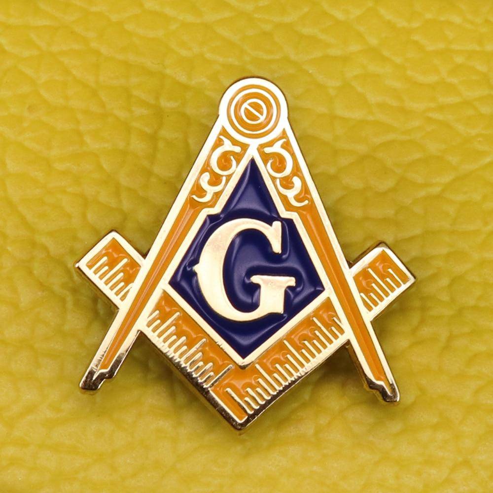Master Mason Blue Lodge Lapel Pin - Gold Tone Compass and Square - Bricks Masons