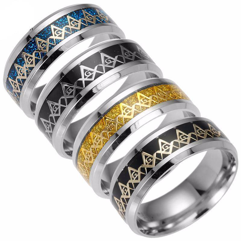 Master Mason Blue Lodge Ring - Square & Compass Opalite - Bricks Masons