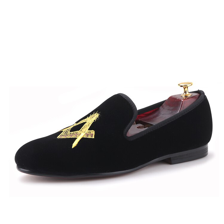 Master Mason Blue Lodge Shoe - Embroidery Square and Compass (Multiple Colors) - Bricks Masons