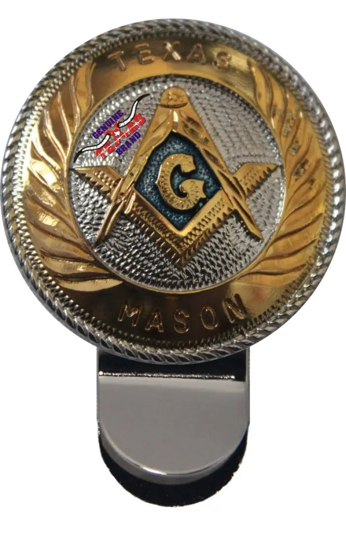Master Mason Blue Lodge Money Clip - Texas Mason Gold Square & Compass G - Bricks Masons