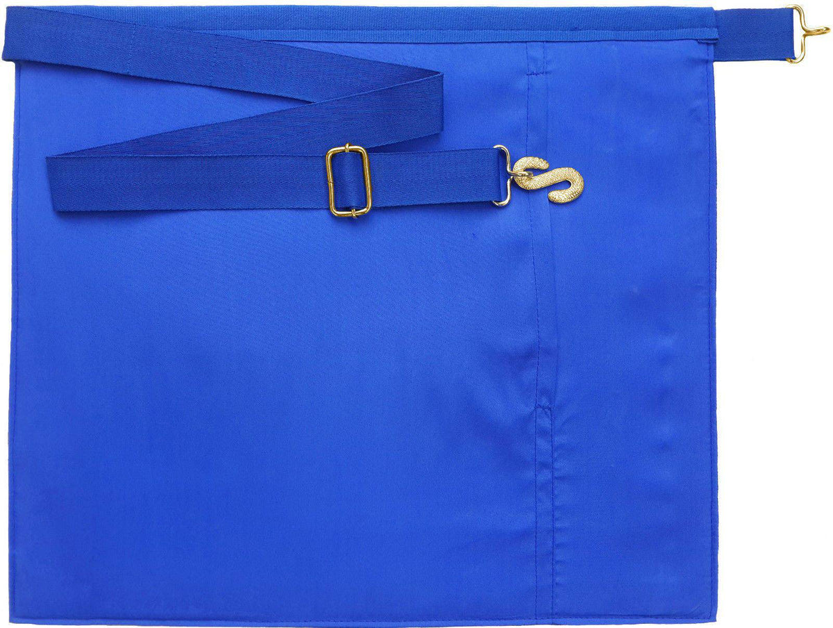 Past Master Blue Lodge Apron - Blue Grosgrain with Blue Hand Embroidery - Bricks Masons