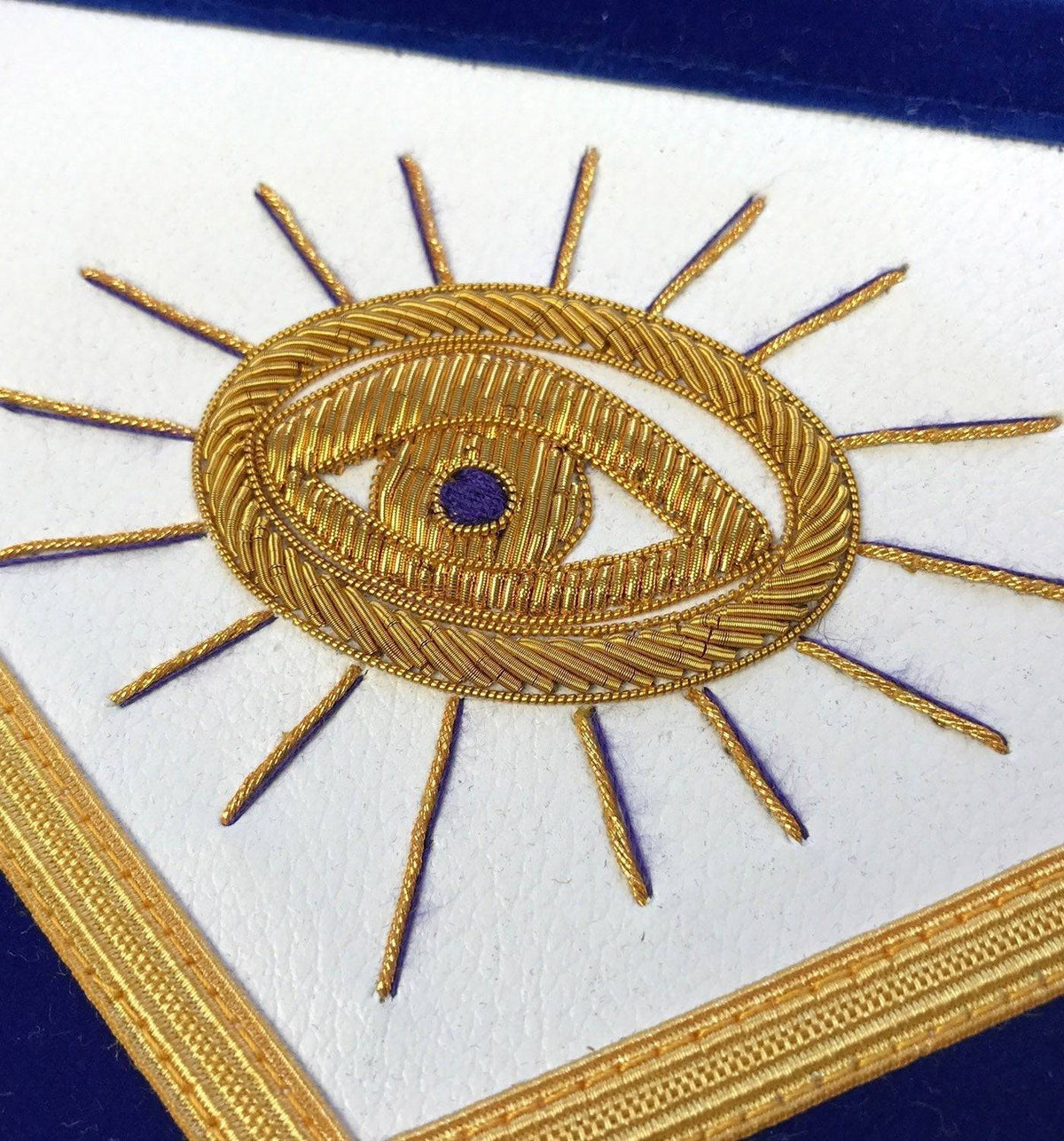 Past Master Blue Lodge Apron - Blue Velvet with Gold Hand Embroidered - Bricks Masons