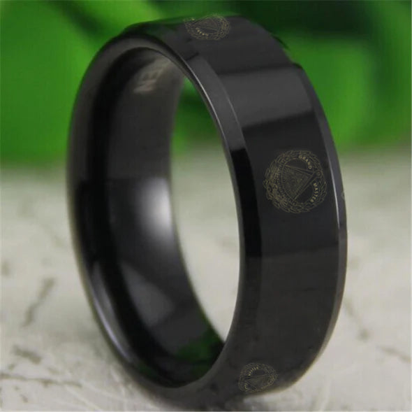 Grand Master Blue Lodge Ring - Reverse Comfort Fit Tungsten - Bricks Masons