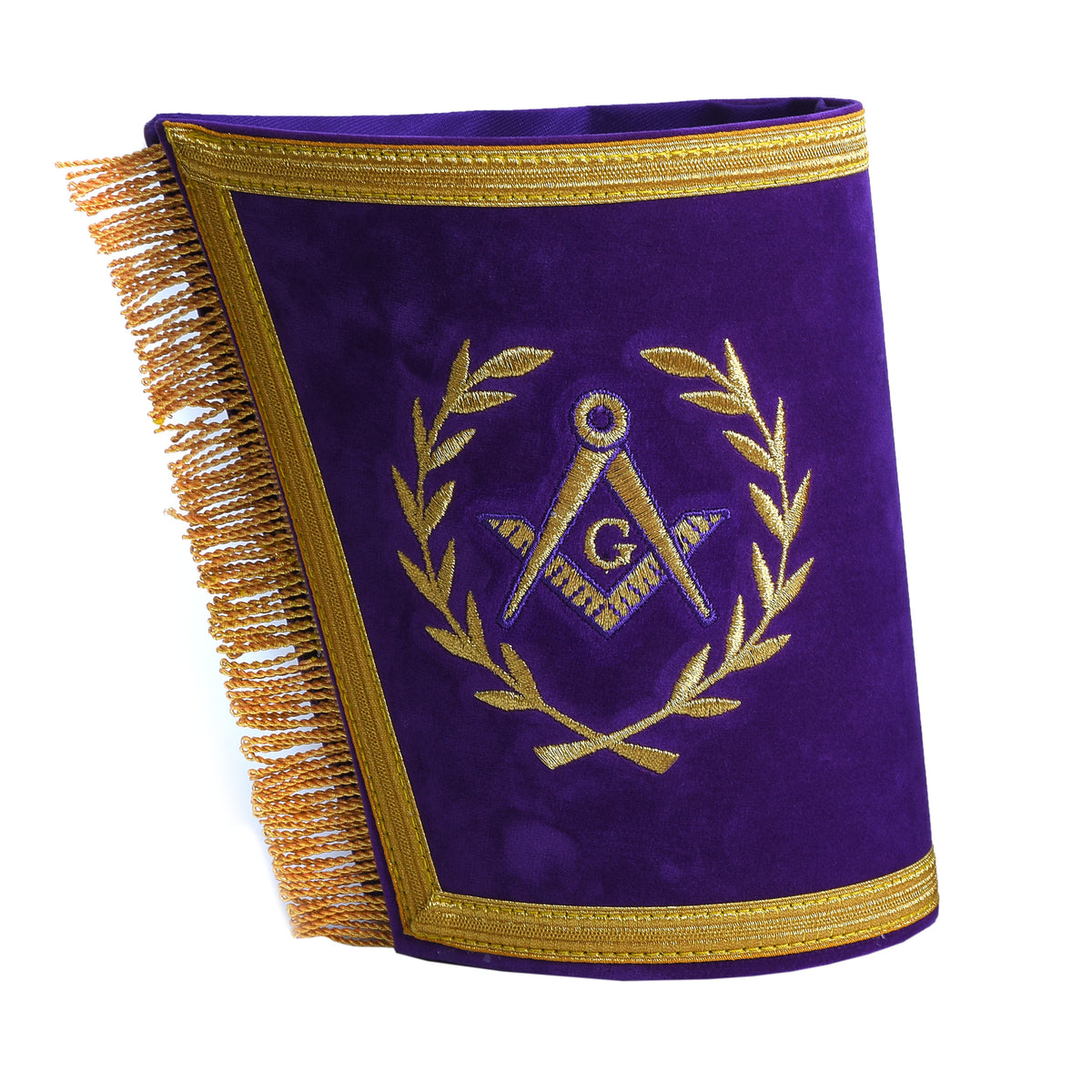 Master Mason Blue Lodge Cuff - Hand Embroidery With Gold Fringe - Bricks Masons