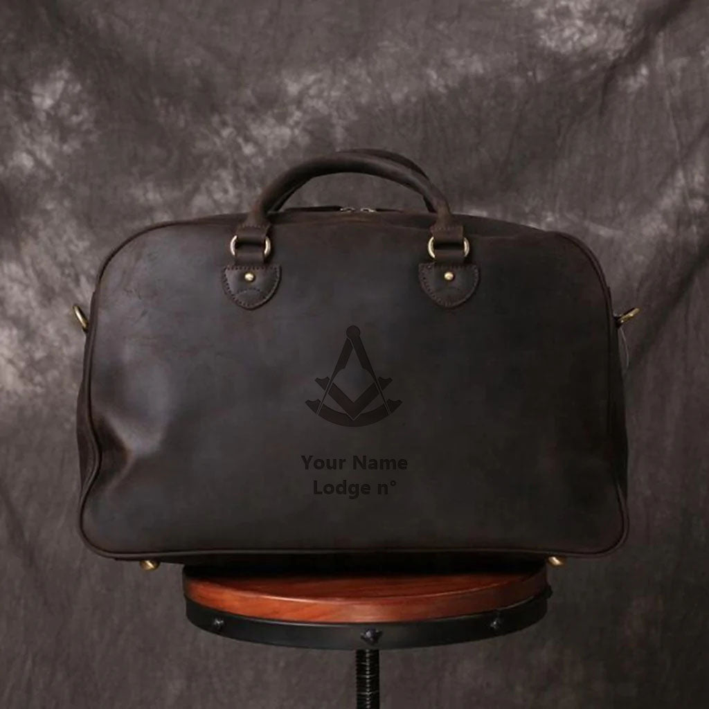 Past Master Blue Lodge Travel Bag - (Dark Brown/Camel) - Bricks Masons