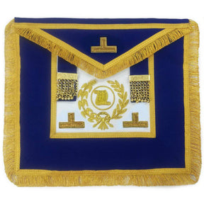 Grand Orator Craft English Regulation Apron - Royal Blue Hand Embroidery