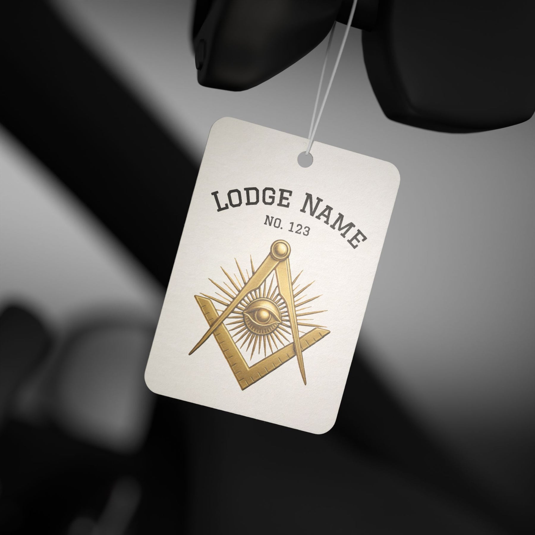 Master Mason Blue Lodge Car Air Freshener - Square Compass & Eye With Customization - Bricks Masons