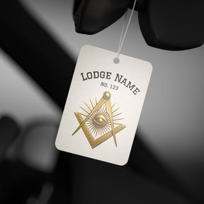 Master Mason Blue Lodge Car Air Freshener - Square Compass & Eye With Customization - Bricks Masons