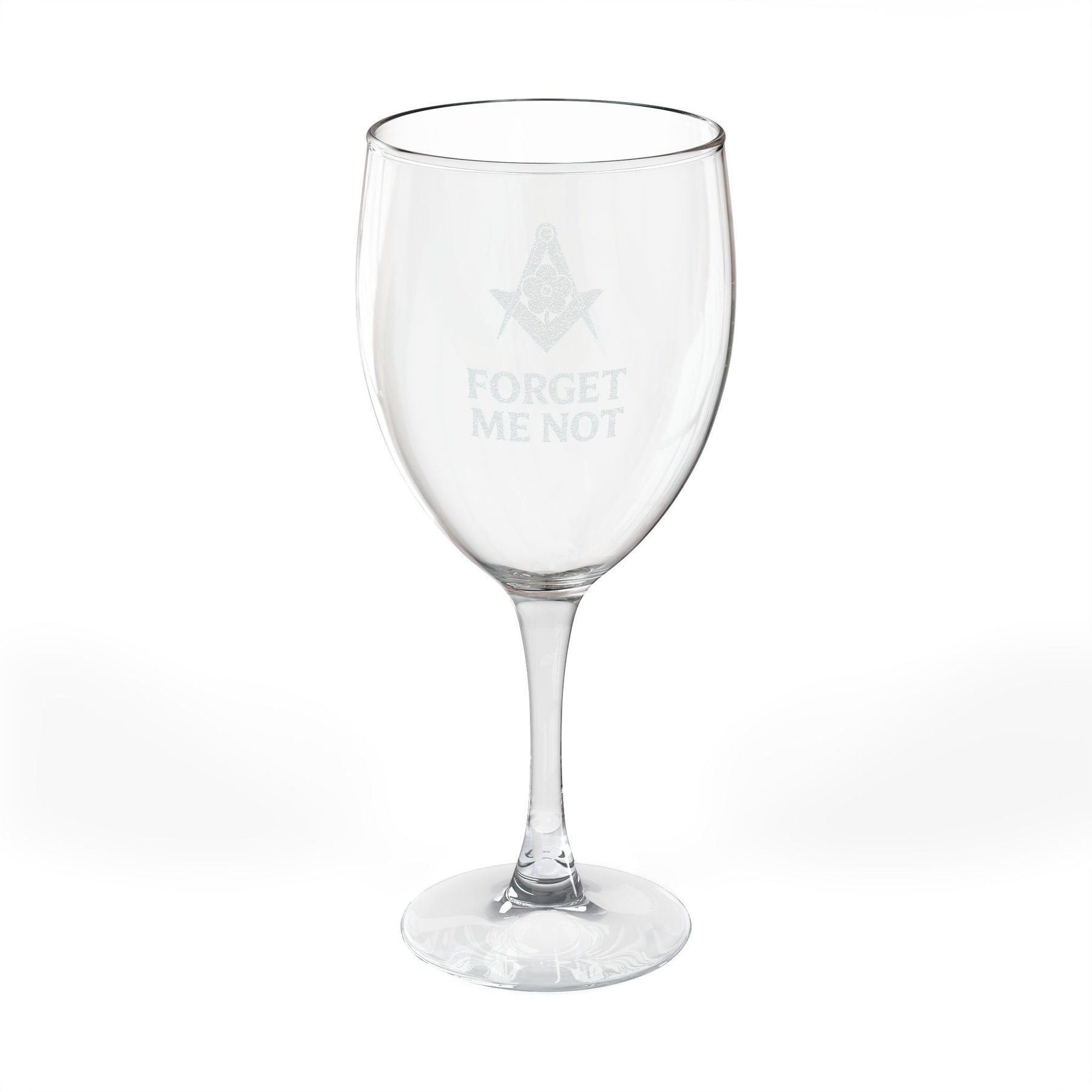 Master Mason Blue Lodge Wine Glass - Square & Compass Forget Me Not - Bricks Masons