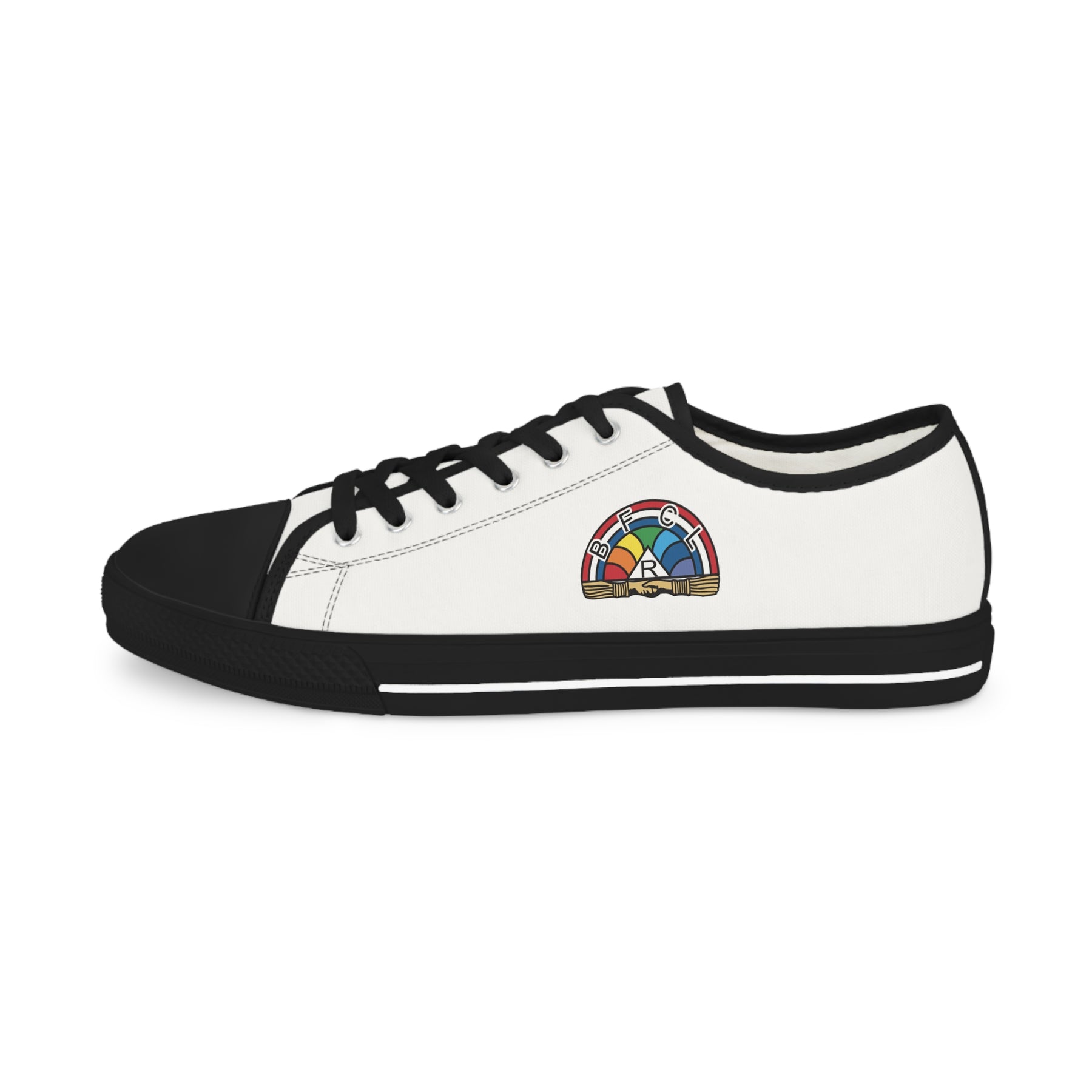 International Order Rainbow For Girls Sneaker - Low Top Sneaker Black & White Colorful Emblem - Bricks Masons