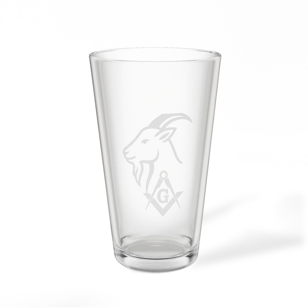 Master Mason Blue Lodge Pint Glass - Square & Compass G with Goat - Bricks Masons