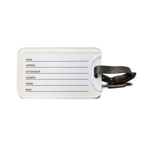 LOCOP Luggage Tag - Purple With Black Leather Strap - Bricks Masons