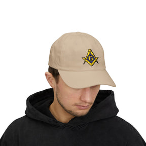 Master Mason Blue Lodge Baseball Cap - Gold & Blue Embroidered Square & Compass G - Bricks Masons