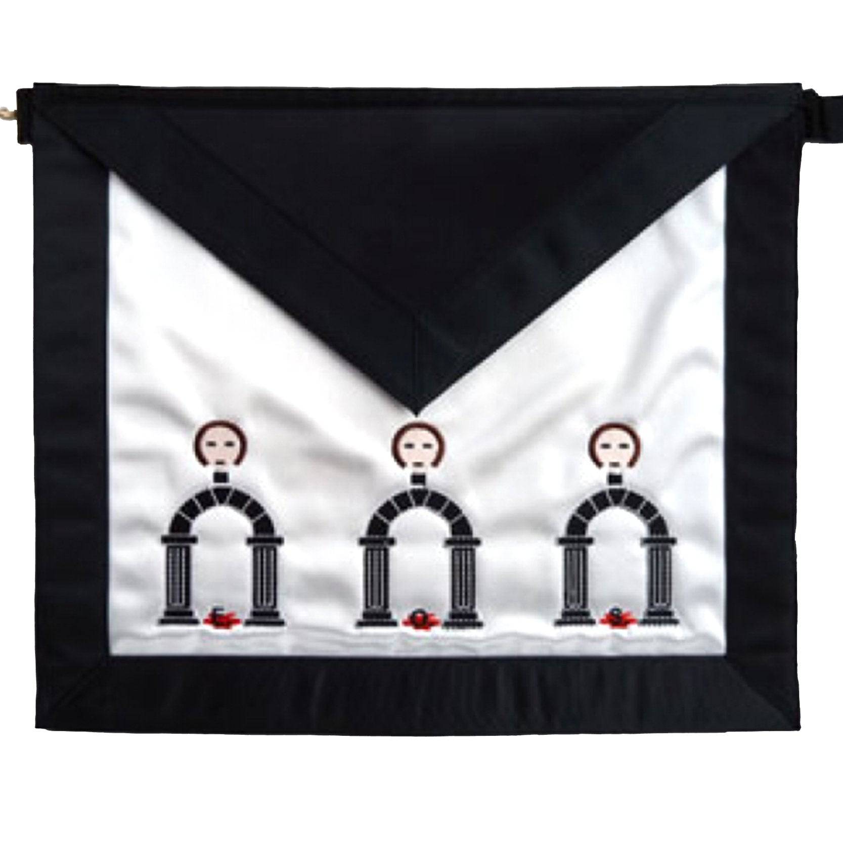 10th Degree Scottish Rite Apron - White with Black Embroidery - Bricks Masons