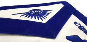 Past Master Blue Lodge Apron - Hand Embroidered with White Silk Threads