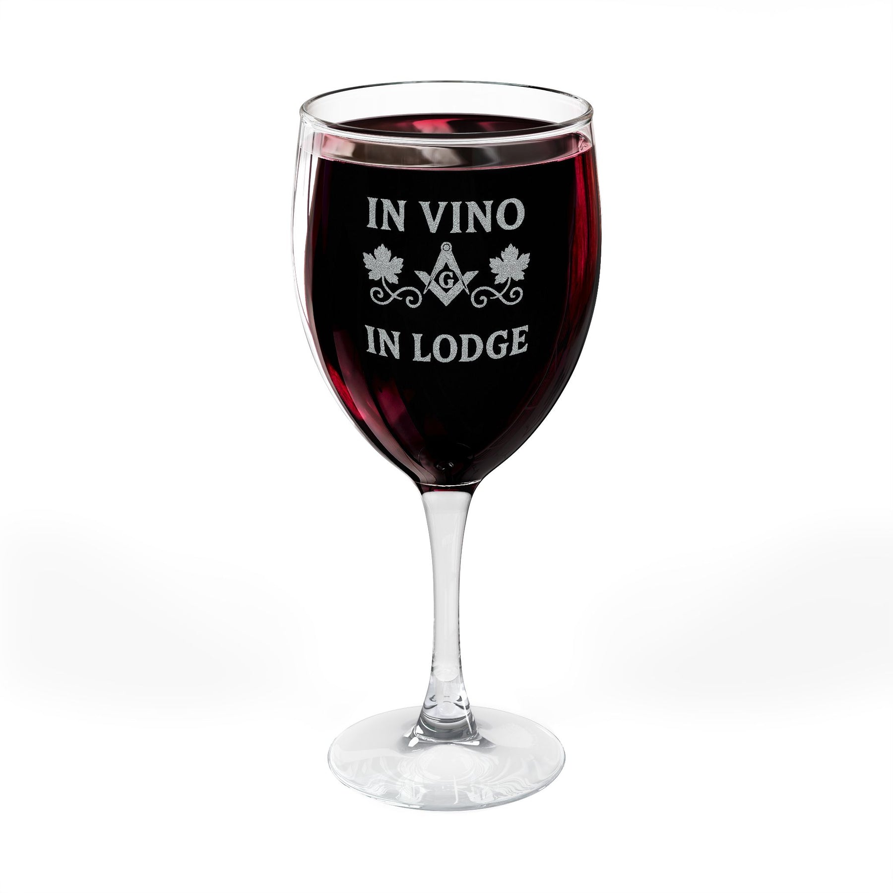 Master Mason Blue Lodge Wine Glass - In Vino In Lodge with Square & Compass G - Bricks Masons