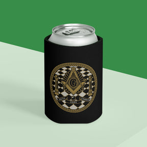 Master Mason Blue Lodge Can Cooler - Faith Hope Charity Gold Square & Compass - Bricks Masons