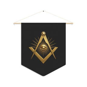 Master Mason Blue Lodge Pennant - Square & Compass with All Seeing Eye Symbol - Bricks Masons