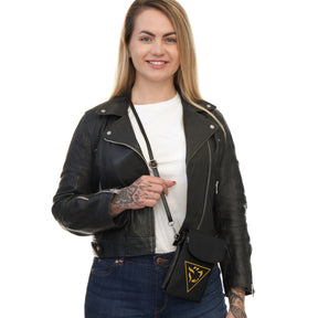 Grand Tiler of Solomon Cell Phone Wallet - Black Microfiber Leather - Bricks Masons