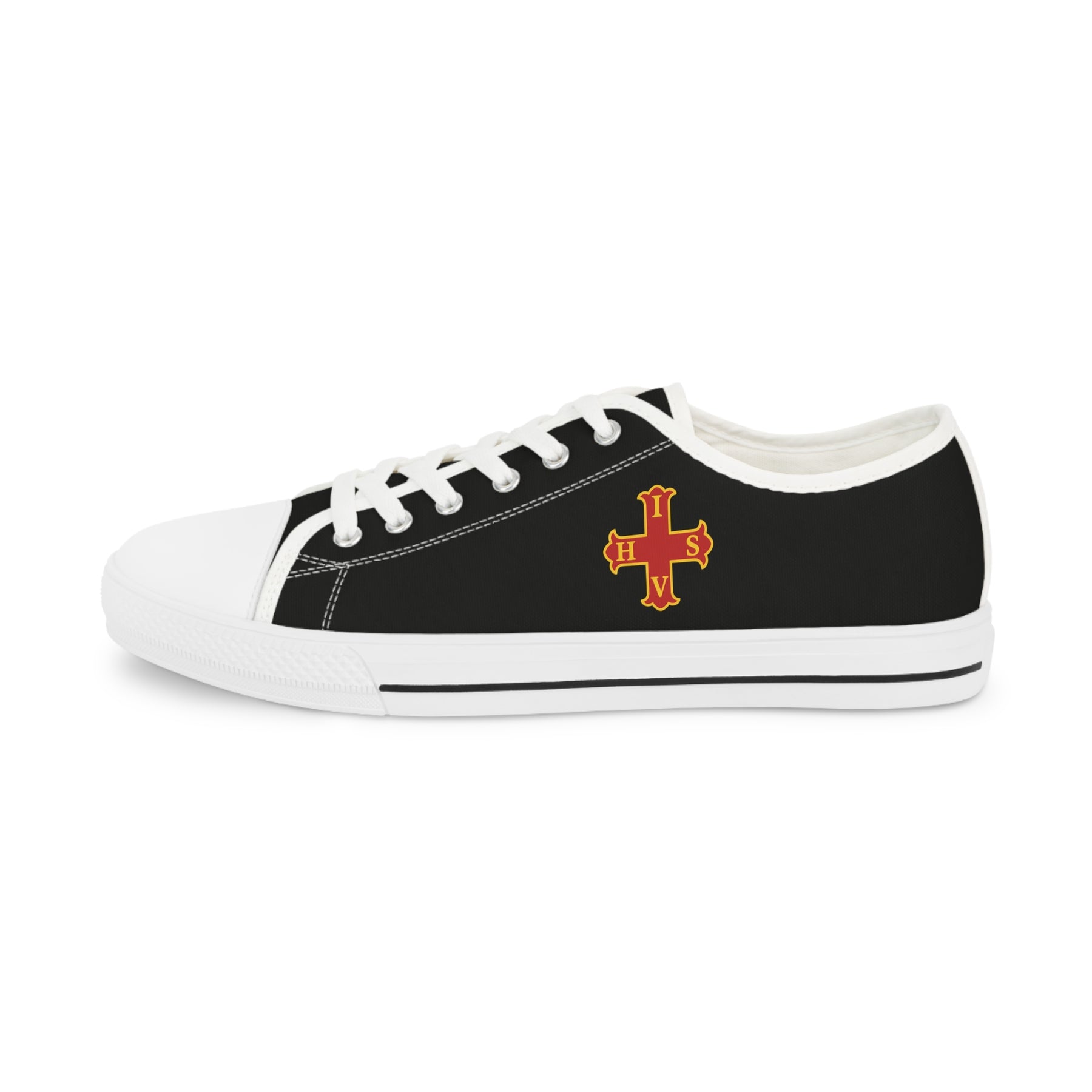 Red Cross of Constantine Sneaker - Low Top Sneaker Black & White - Bricks Masons