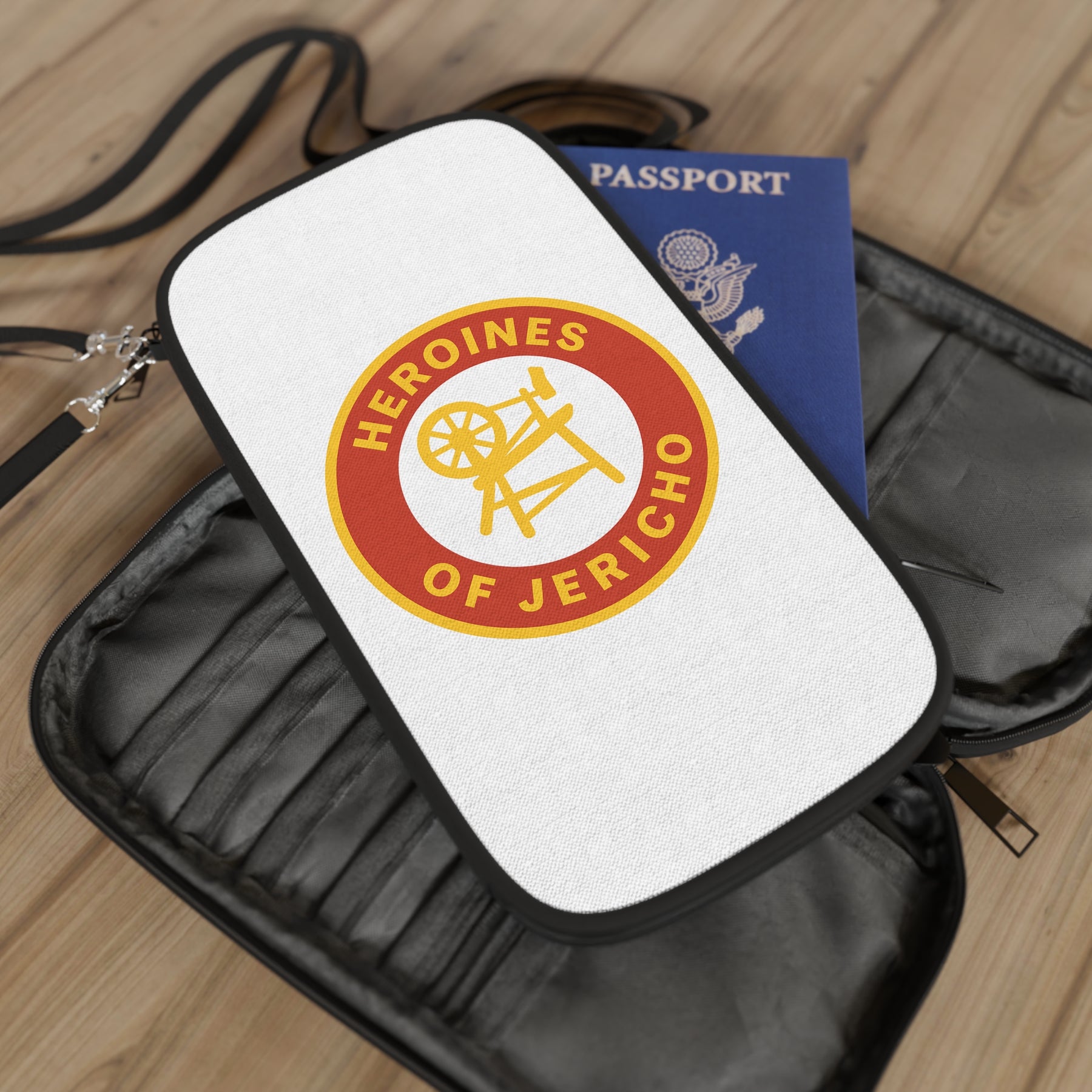 Heroines of Jericho Passport Wallet - Red & White With Shoulder & Wrist Strap - Bricks Masons