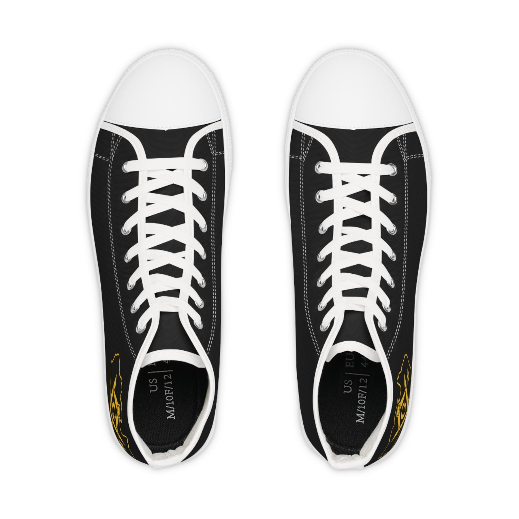 Master Mason Blue Lodge Australia Jurisdiction Sneaker - High Top Black & White Golden Map - Bricks Masons