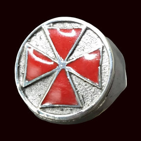 Templar Cross Ring, Enameled in Silver, 1.8 cm, 12 g, Art. 1209 - Bricks Masons