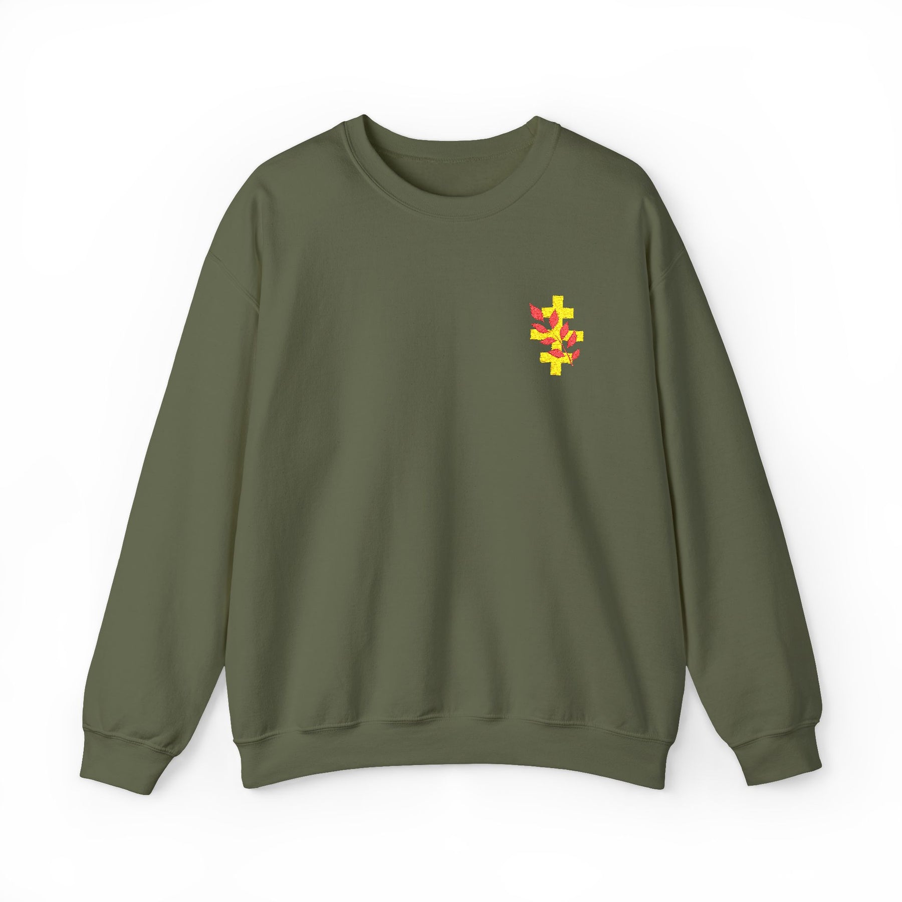Red Branch of Eri Sweatshirt - Left Chest Embroidered Motif - Bricks Masons