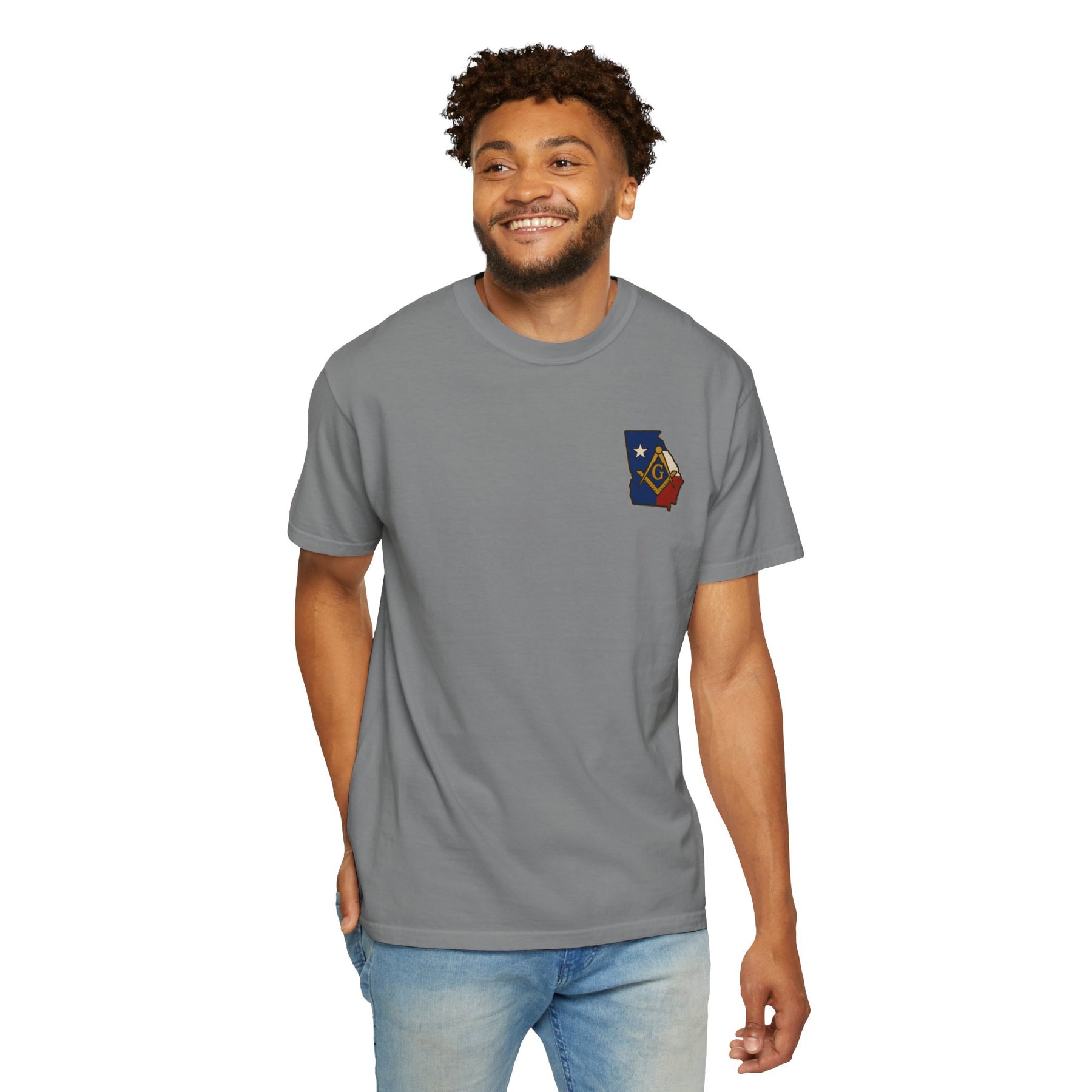 Master Mason Blue Lodge T-Shirt - Garment-Dyed Georgia Mason - Bricks Masons