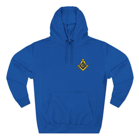 Master Mason Blue Lodge Hoodie - Three-Panel Fleece Embroidered S&C with G - Bricks Masons