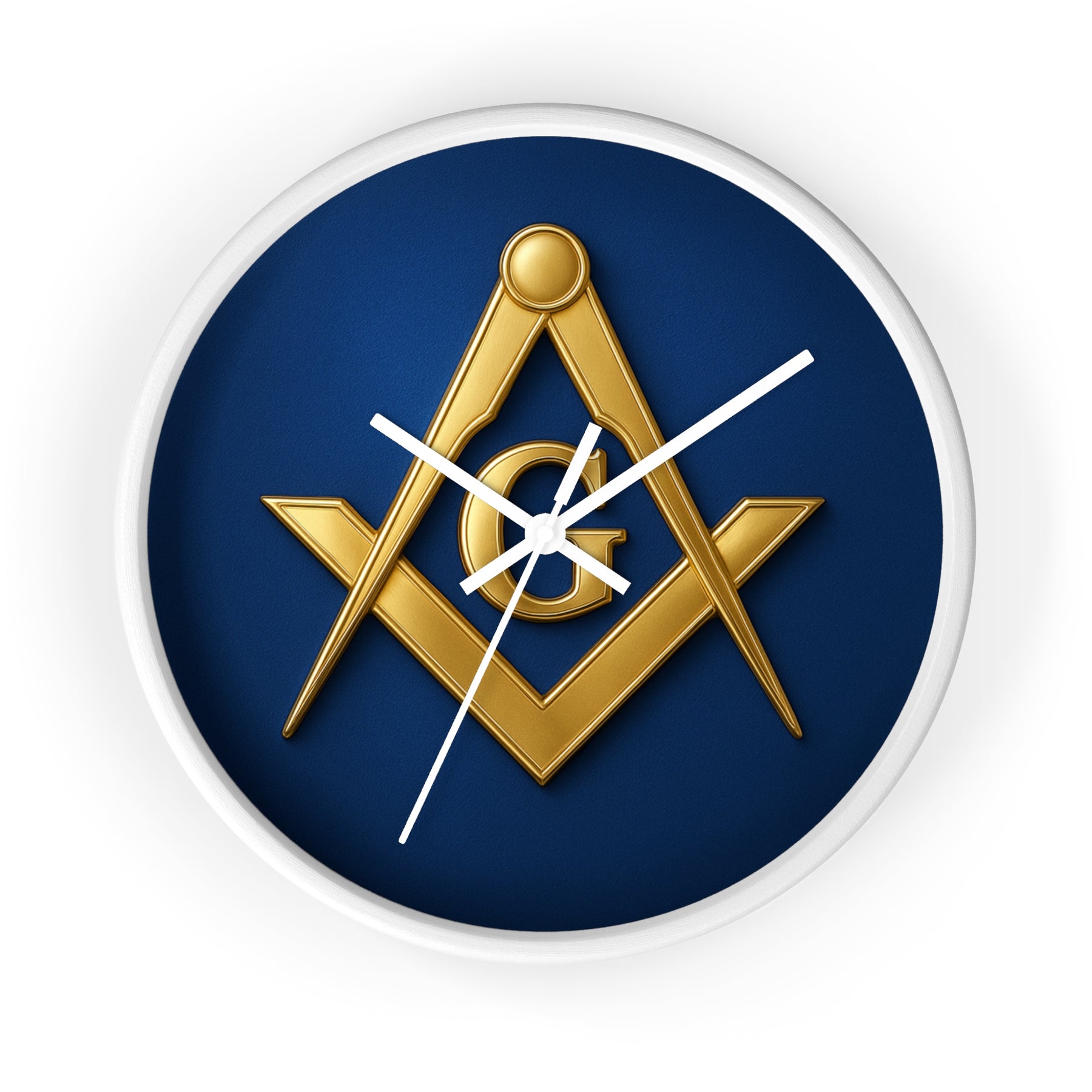 Master Mason Blue Lodge Clock - S & C Emblem on Elegant Wooden Frame - Bricks Masons