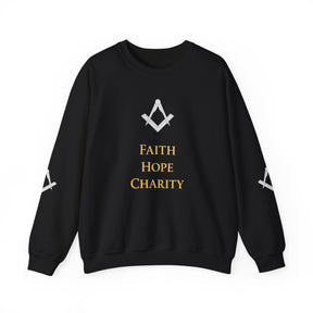 Master Mason Blue Lodge Sweatshirt - Faith Hope & Charity with Square & Compasses