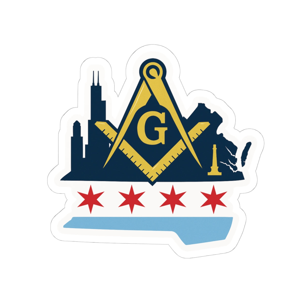 Master Mason Blue Lodge Sticker Decal - Kiss-Cut Chicago - Bricks Masons
