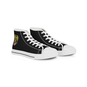 Master Mason Blue Lodge Sneaker - High Top Black & White Sole Black Canvas Veteran Mason - Bricks Masons
