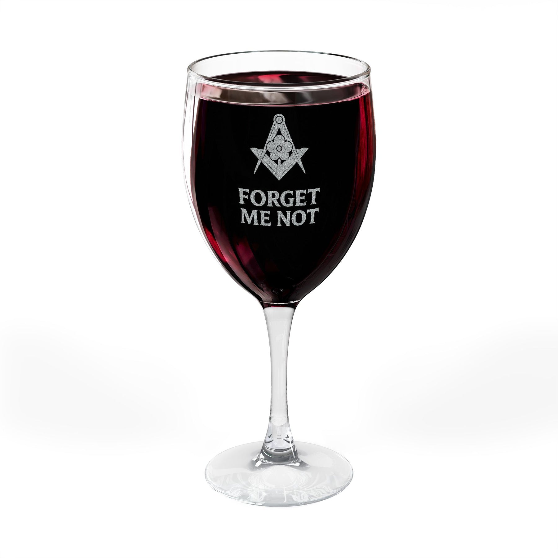 Master Mason Blue Lodge Wine Glass - Square & Compass Forget Me Not - Bricks Masons