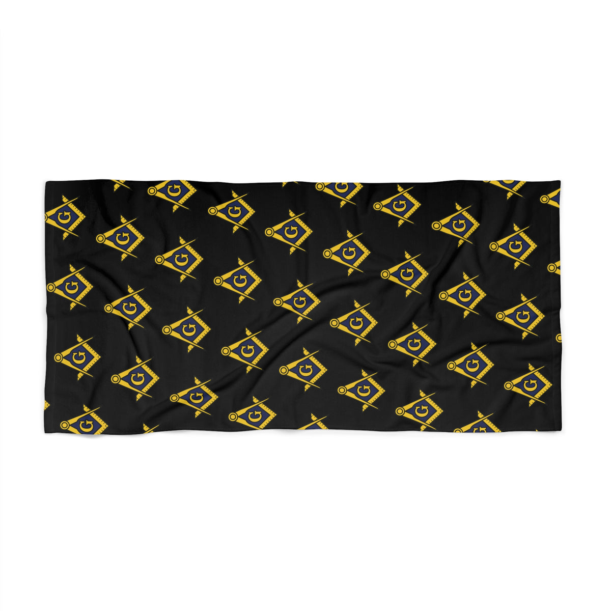 Master Mason Blue Lodge Towel - Square & Compass G Black Beach Towel - Bricks Masons