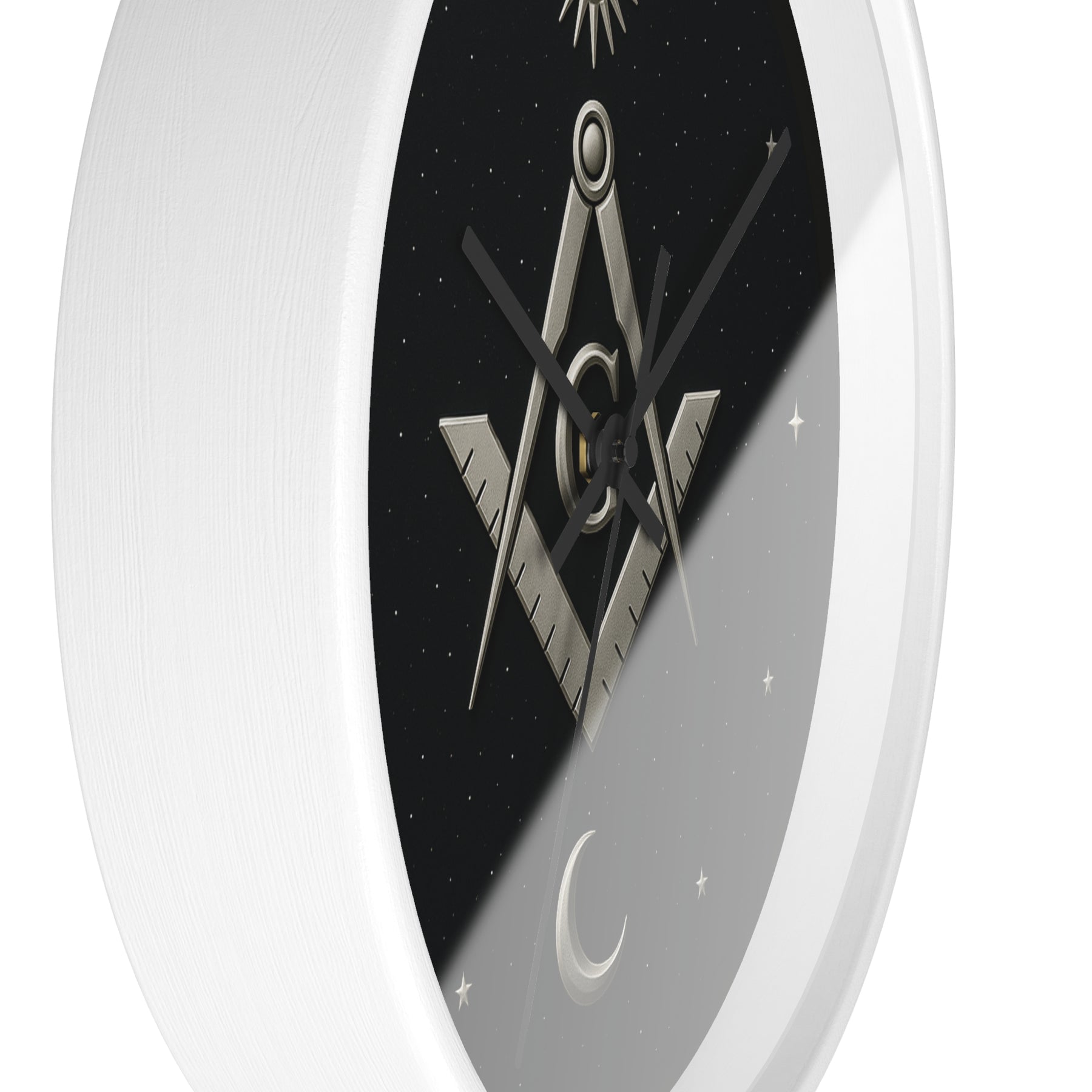 Master Mason Blue Lodge Clock - S&C on Wooden Frame with Plexiglass Cover - Bricks Masons
