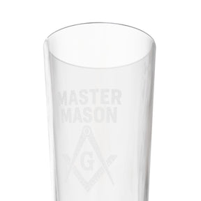 Master Mason Blue Lodge Pint Glass - Square & Compasses with G Design