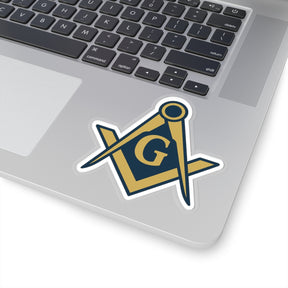 Master Mason Blue Lodge Sticker Decal - Kiss-Cut Square & Compass G - Bricks Masons