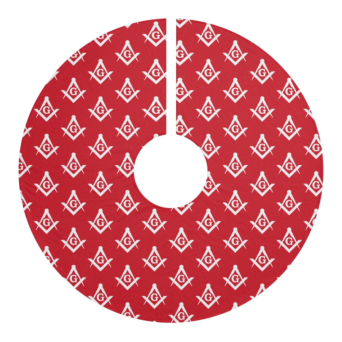 Master Mason Blue Lodge Christmas Tree Skirt - Silver Square & Compass G - Bricks Masons