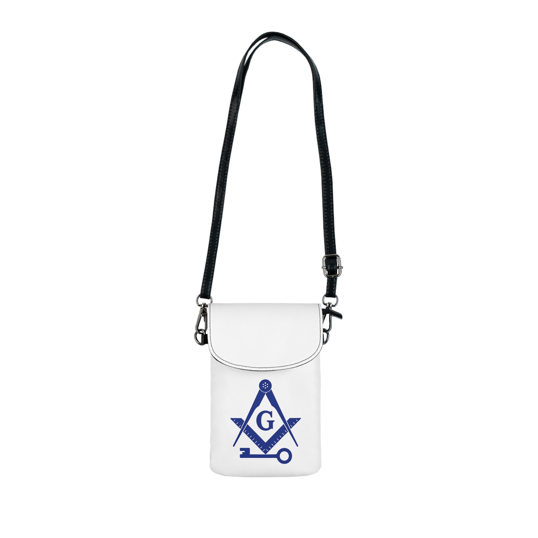 International Masons Cell Phone Wallet - White & Blue Microfiber Leather - Bricks Masons